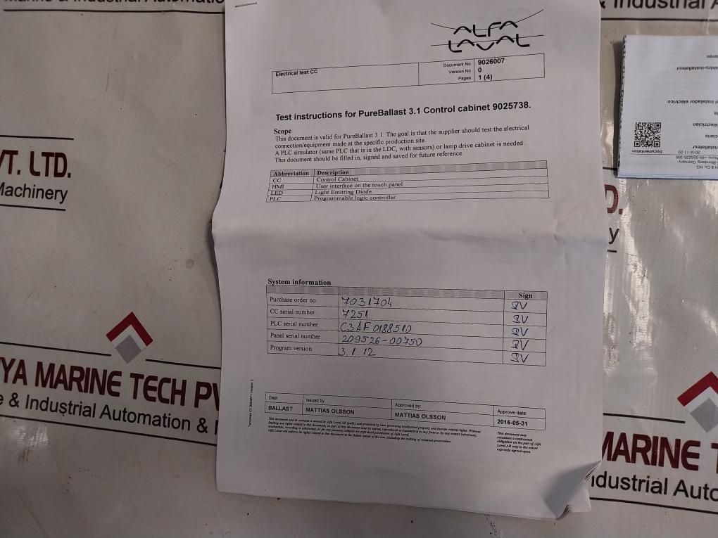 Alfa Laval Ballast Water Treatment System 9042378 01 Pureballast 3.1