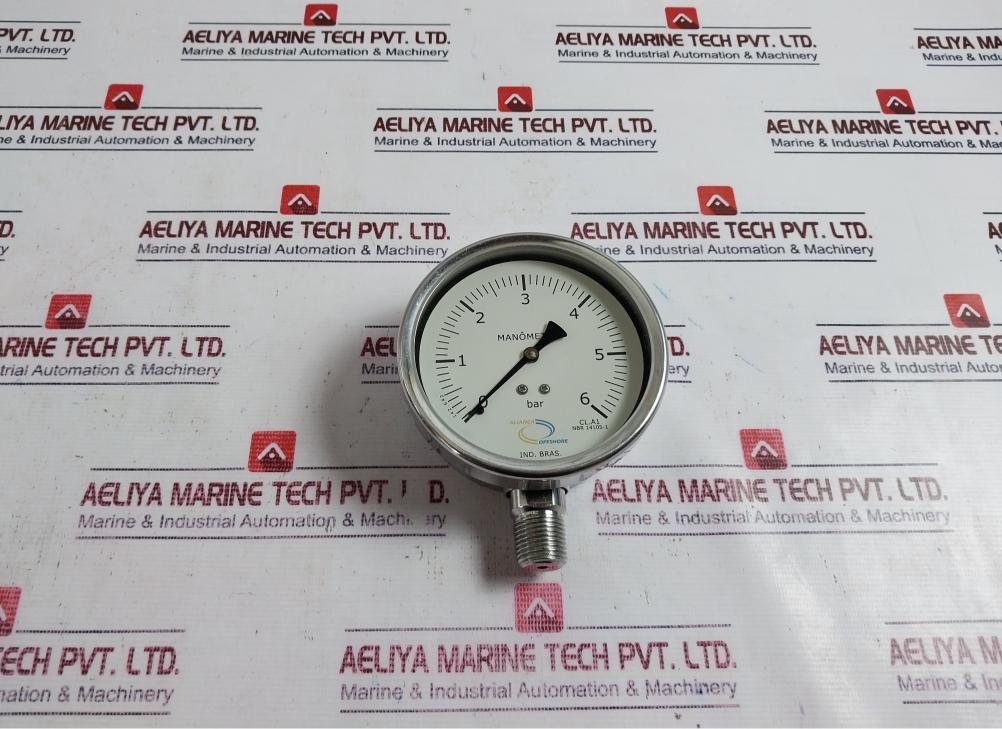 Alianca Offshore Nbr 14105-1 Manometer Pressure Gauge 0-6 Bar