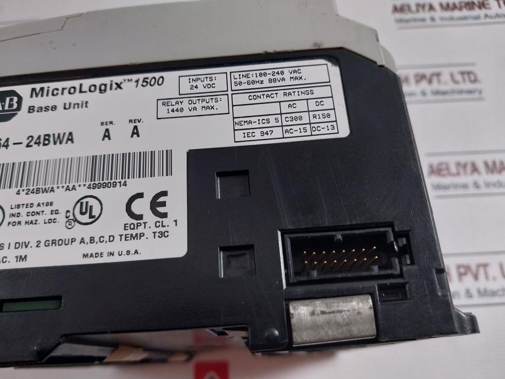 Allen-Bradley 1764-24Bwa Micrologix 1500 Ac Power Base Unit 1764-Mm1Rtc Rev A