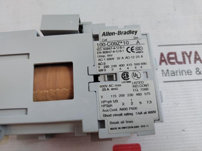 Allen-bradley 100-c09Z*10 Ser A Contactor 600V Ac 25A 100-fsd250 A600 / P600