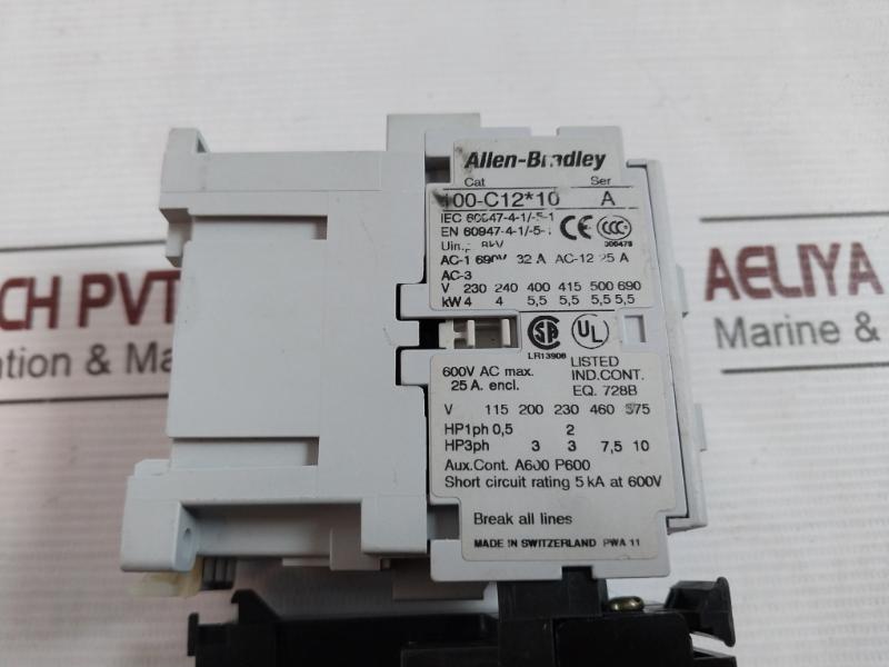 Allen-bradley 100-c12*10 Amps Contactor With Thermal Overload Relay 600V Ser. A