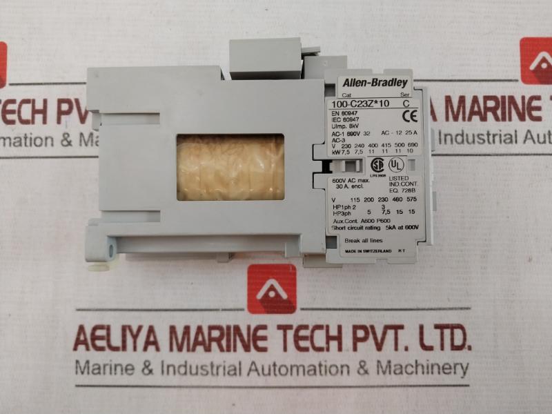 Allen-bradley 100-c23Z*10 Ser: C Contactor 600Vac 30A 24V Dc