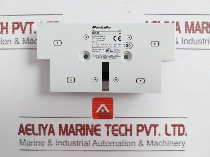 100-d S2-11 Auxiliary Contact Block Allen-bradley Ser: A 600Vac Max., 10A