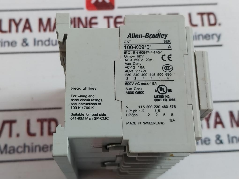 Allen-bradley 100-kmch 100-k09*01 Contactor 600v Ser.a