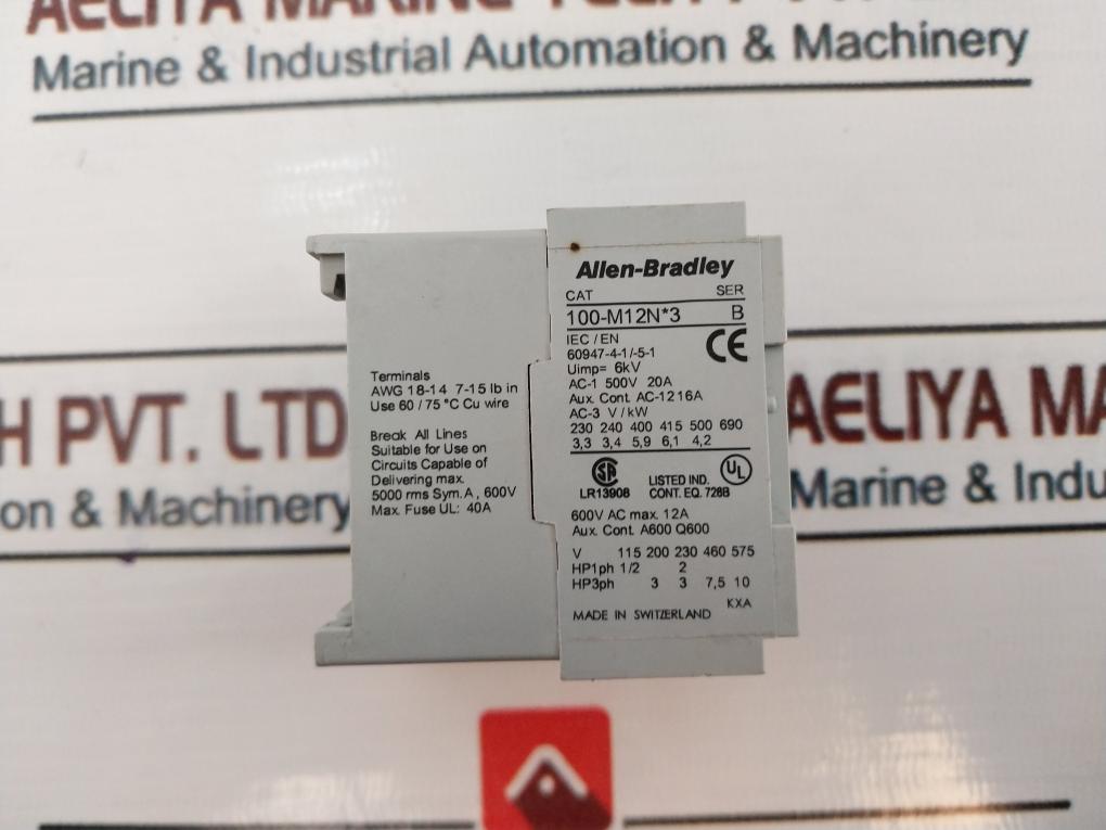 Allen-bradley 100-m12N*3 Mini Contactor Relay Ser: B 230V 50/60 Hz