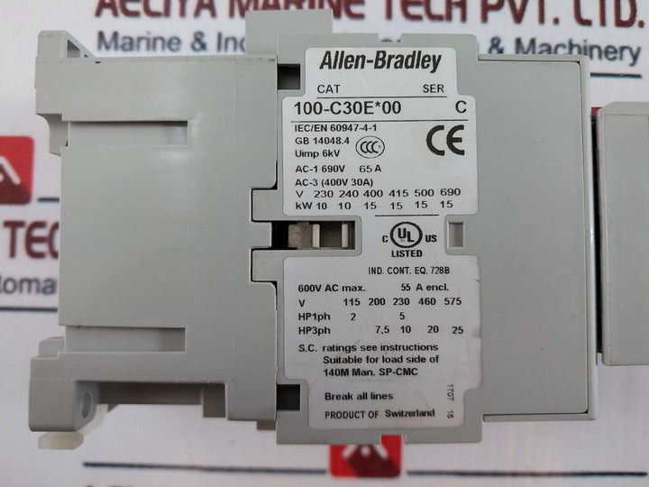 Allen-bradley 100S-f Safety Contactor Guard Master 24V Dc 690V 10A