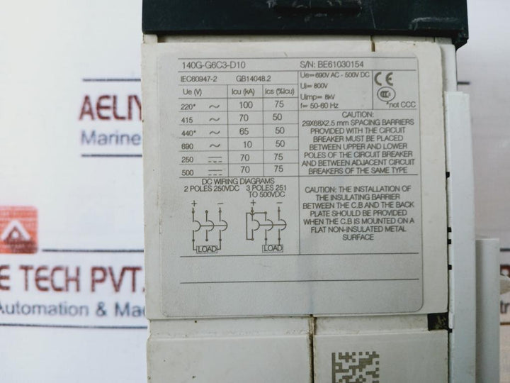 Allen-bradley 140G-g6C3-d10 Circuit Breaker 480V-600Y/347V Iec60947-2
