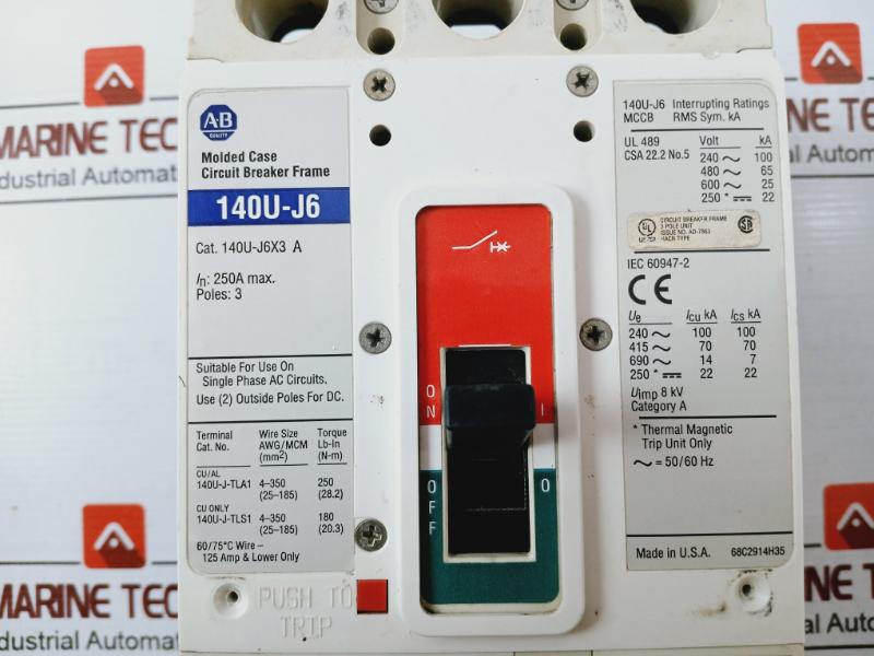 Allen-bradley 140U-j6X3 A Molded Case Circuit Breaker Frame