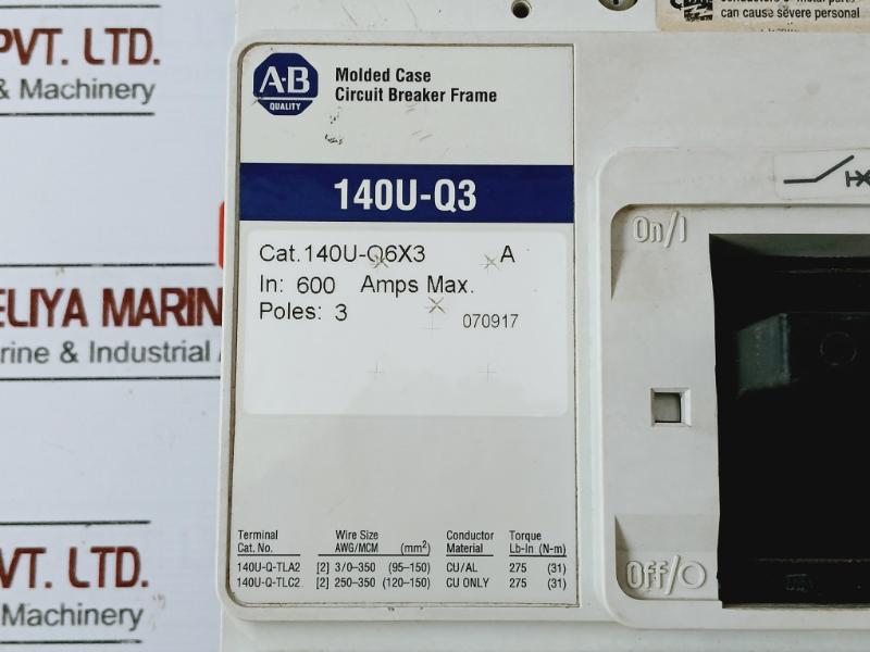 Allen-bradley 140U-q6X3 Molded Case Circuit Breaker Frame Set 600 Amps Max