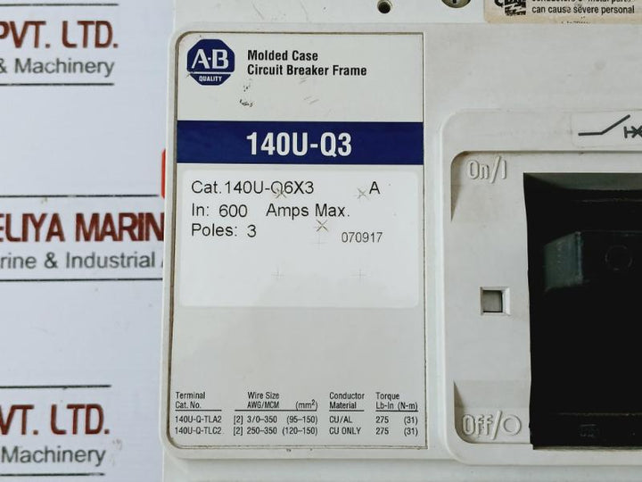 Allen-bradley 140U-q6X3 Molded Case Circuit Breaker Frame Set 600 Amps Max