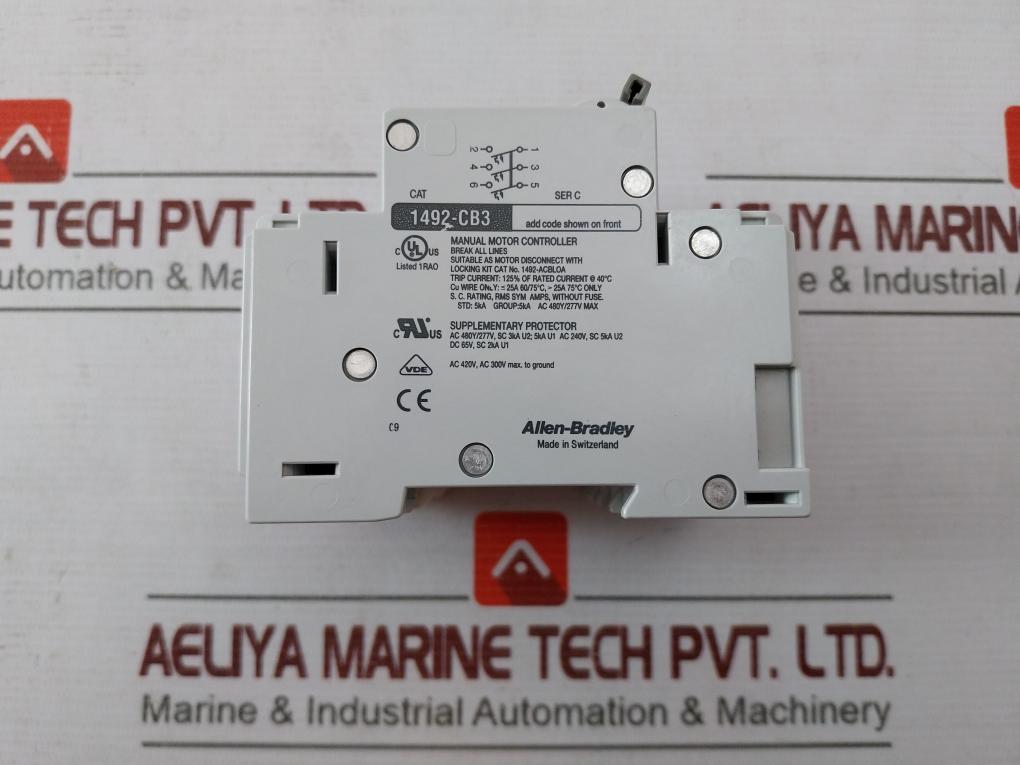 Allen-bradley 1492-acb Miniature Circuit Breaker Ser B 16A 10Hp Ac 480Y/277V