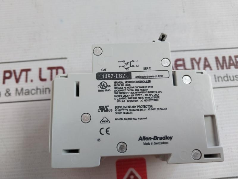 Allen-bradley 1492-cb2 Circuit Breaker Ser:C G 060, Ac420V, Ac300V Dc65V 25A 5Ka
