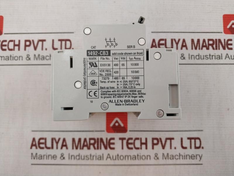 Allen-bradley 1492-cb3 Circuit Breaker Ser:B 300Vac 25A 6A 277Vac