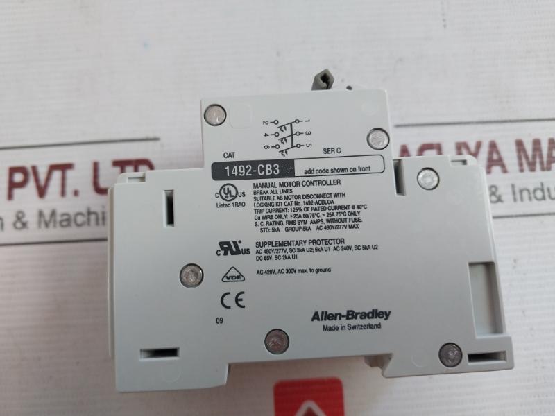 Allen-bradley 1492-cb3 Ser-c Circuit Breaker 10A 420V, 300V Iec 60947 480Y/277V