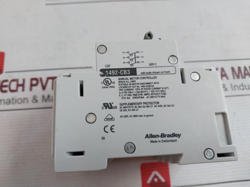 Allen-bradley 1492-cb3 Ser C Miniature Circuit Breaker 420V, 300V 6A Iec 60947