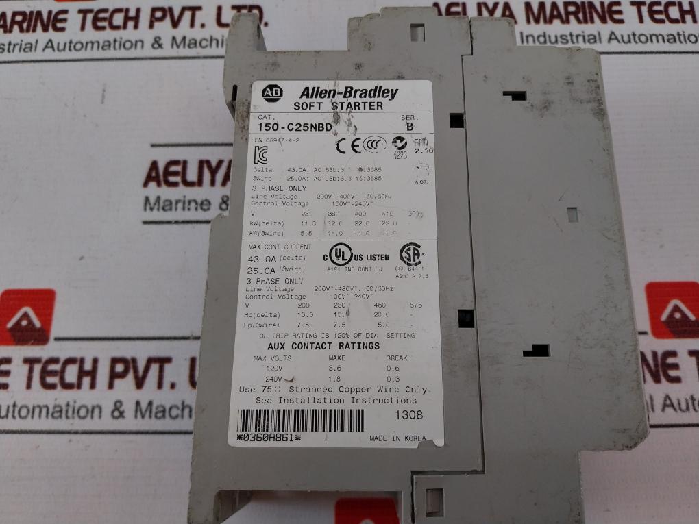 Allen-bradley 150-c25Nbd Smart Motor Controller Smc-3 Ser B