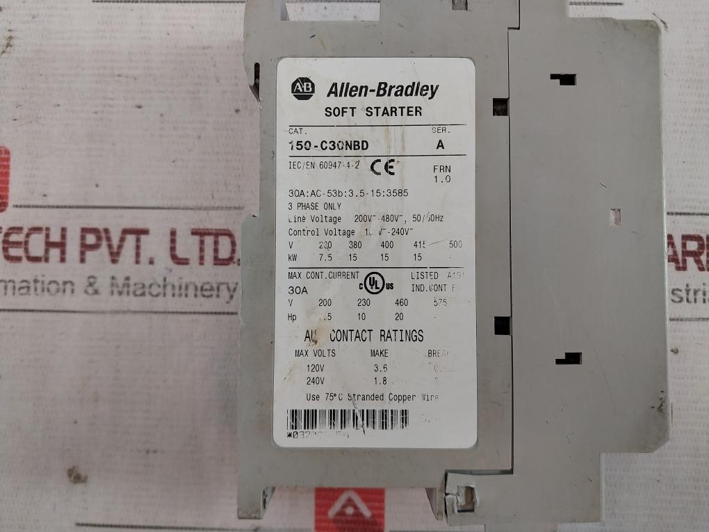 Allen-bradley 150-c30Nbd Soft Starter Smc-3 50/60Hz 30A 100V, -240V