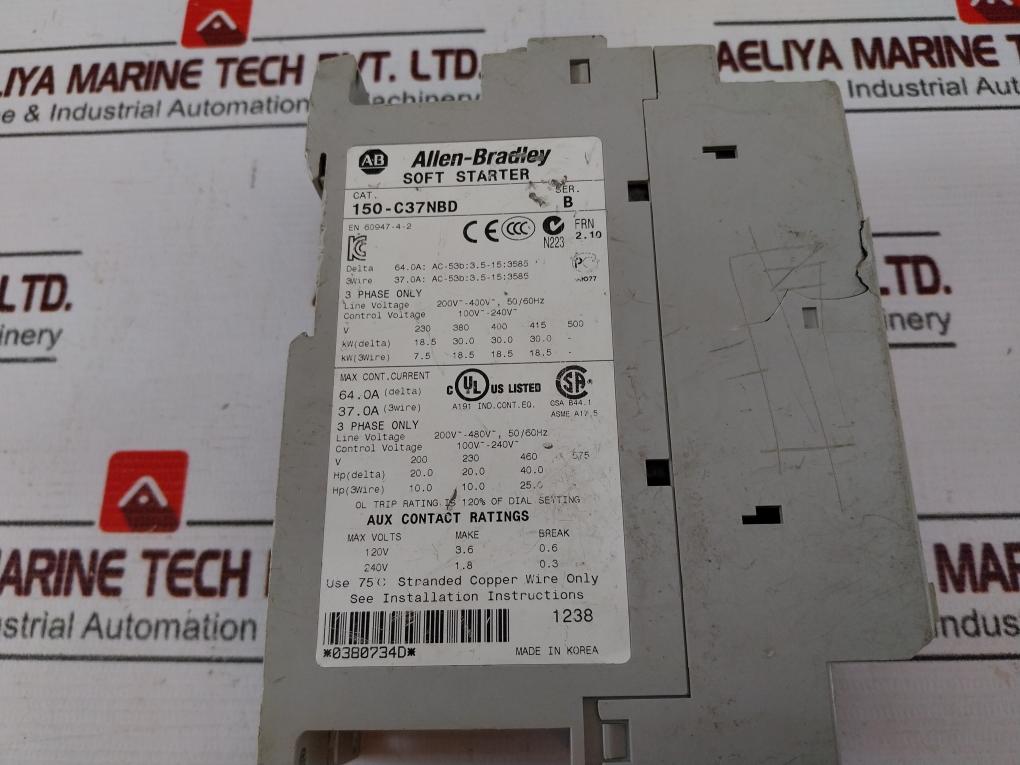 Allen-bradley 150-c37Nbd Solf Starter Ser B Smc-3 (Not Working)