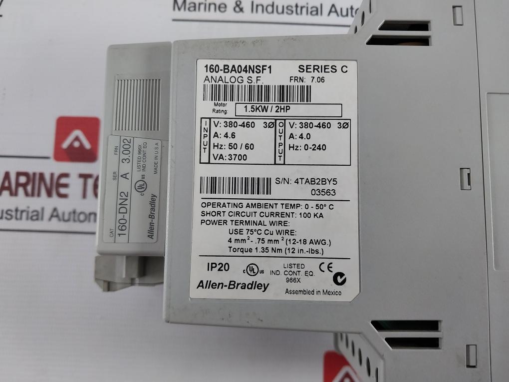 Allen-bradley 160-ba04Nsf1 Ser C Adjustable Frequency Drive 1.5Kw/2Hp