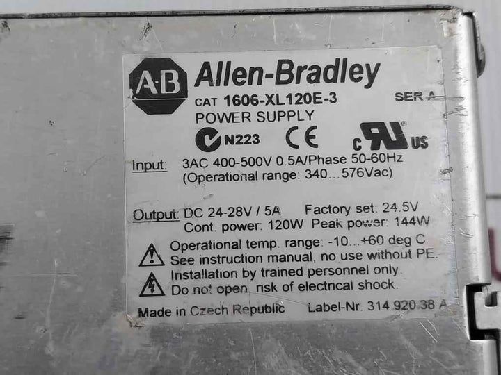Allen-bradley 1606-xl120E-3 Switched Mode Power Supply 3Ac 400-500V 0.5A 50-60Hz
