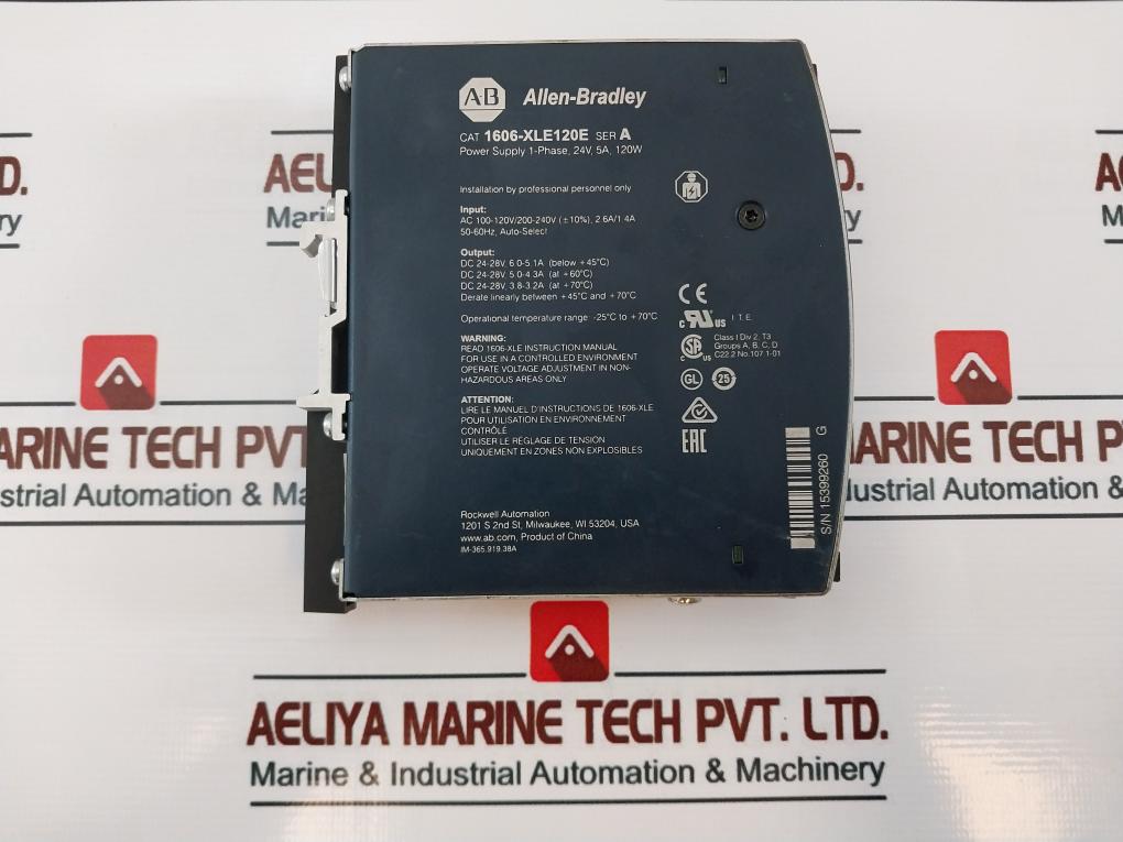 Allen-bradley 1606-xle120E 1 Phase Power Supply Ac100-120/200-240V Dc24V/ 5A