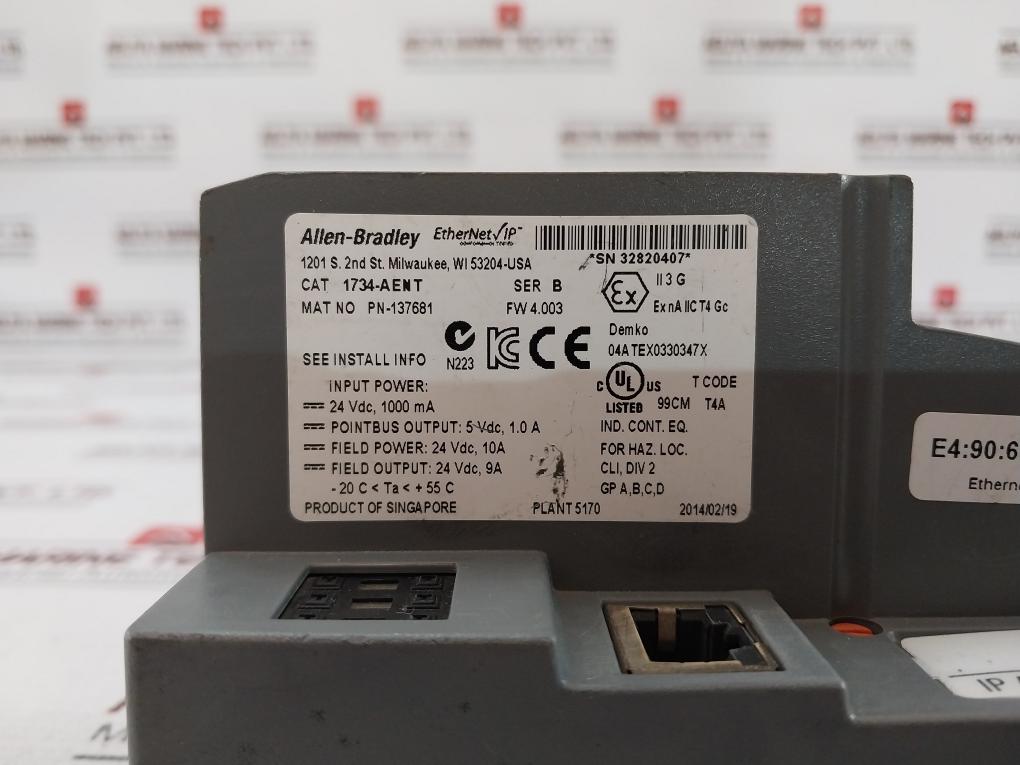 Allen-bradley 1734-aent Point I/O Ethernet Network Adapter Ser B