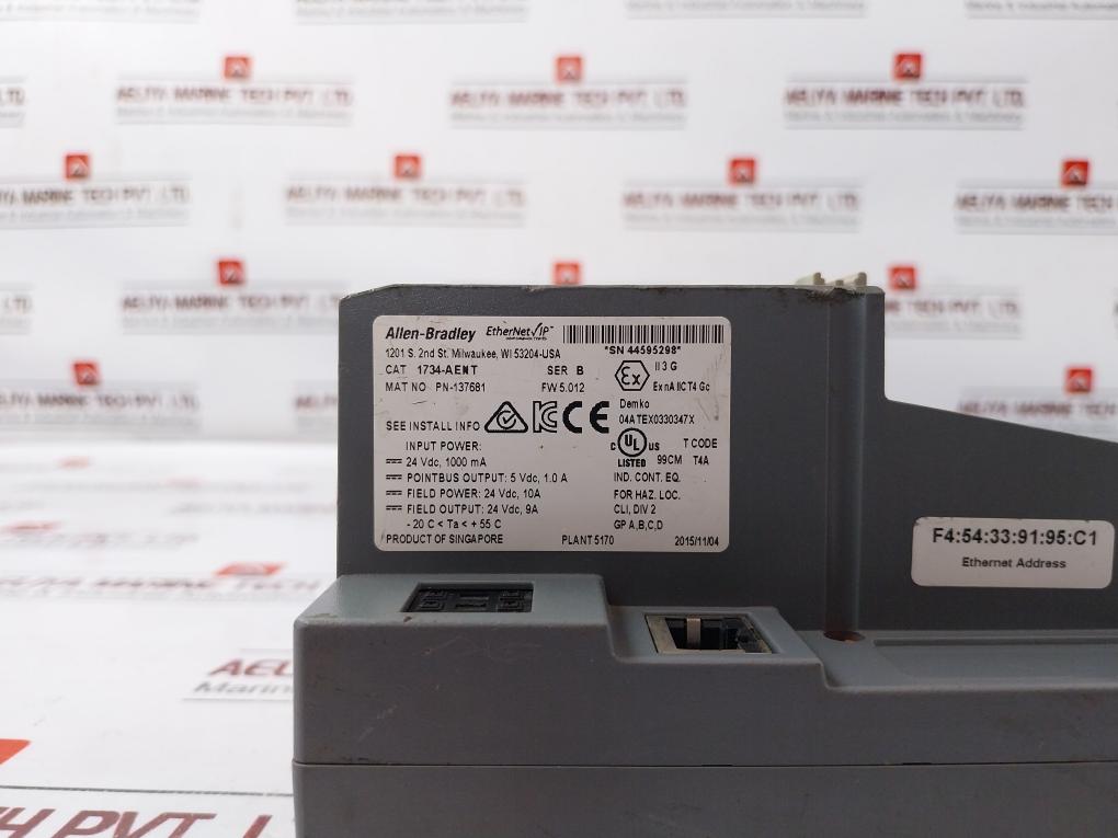 Allen-bradley 1734-aent Point I/O Ethernet Network Adapter Ser B 24Vdc 1000 Ma