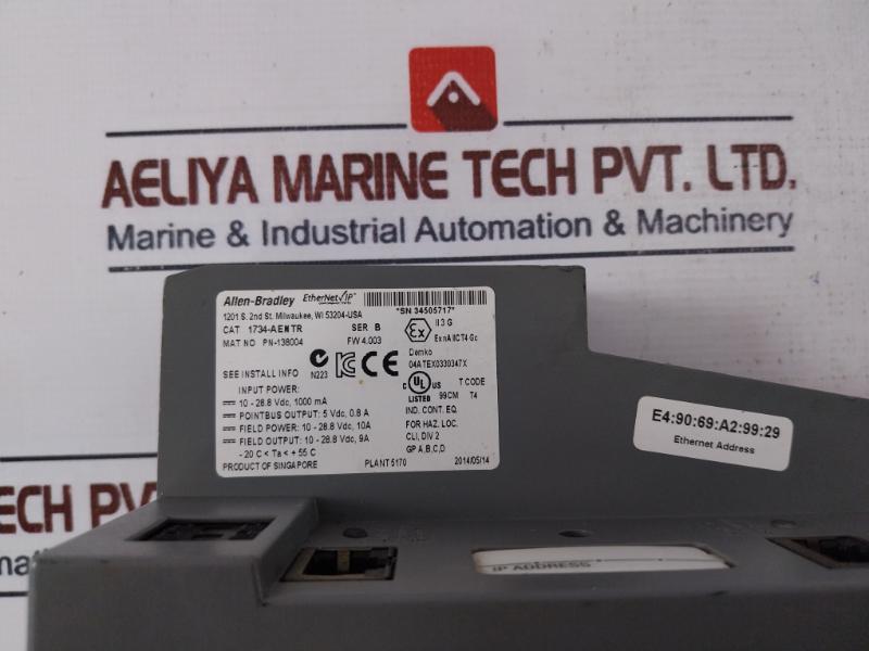 Allen-bradley 1734-aentr Point I/o Dual Port Network Adaptor Series:b Fw 4.003