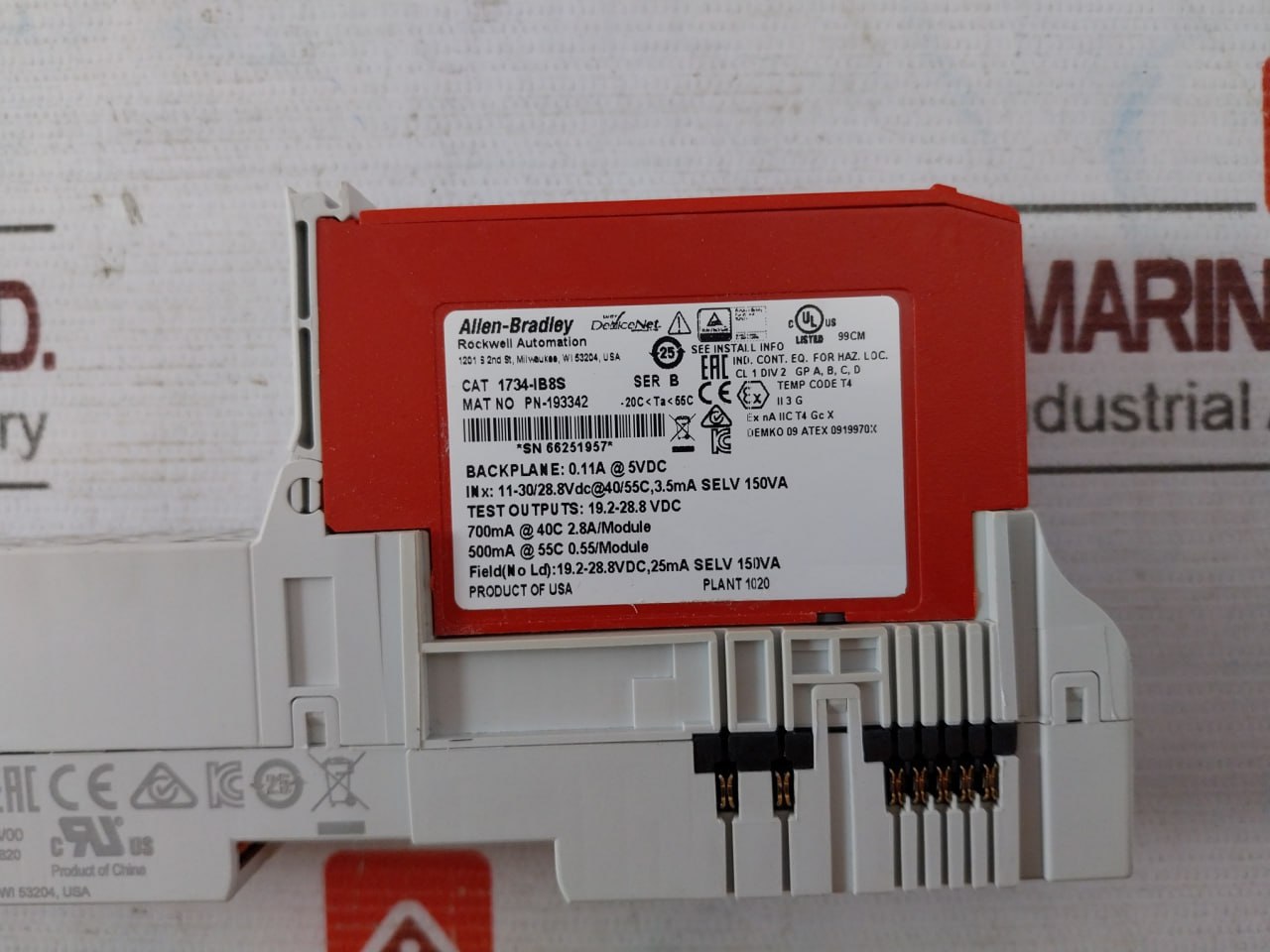 Allen-bradley 1734-ib8S Ser B 24Vdc Safety Sink Input Module Pn-193343 150Va