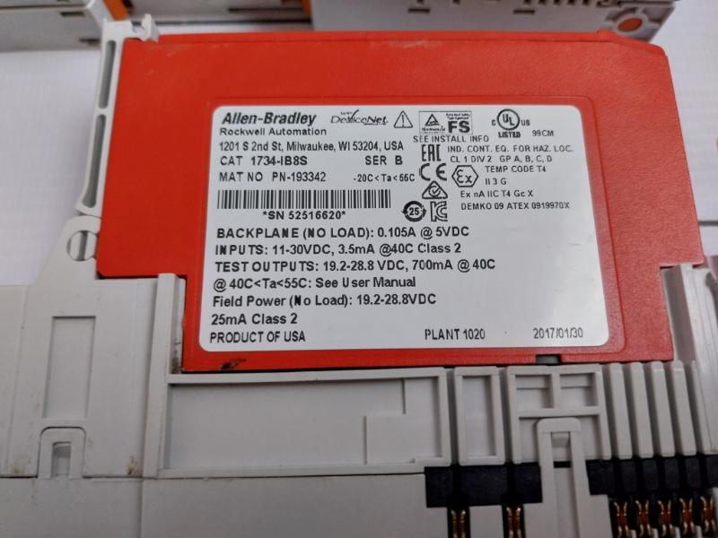 Allen-bradley 1734-ib8s 24vdc Safety Sinking Input Module Devicenet Series B