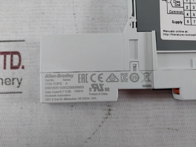 Allen-bradley 1734-ie2V Ser C Analog Voltage Input Module 5Vdc 75Ma 1734-tops