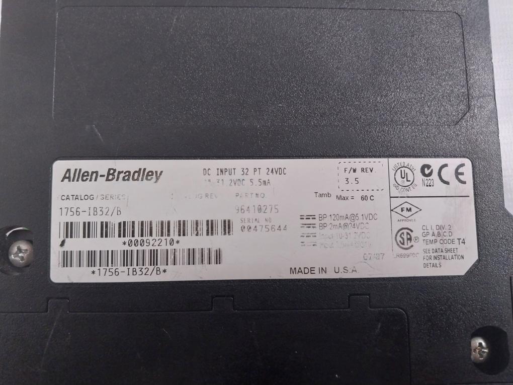 Allen-bradley 1756-ib32 Digital Dc Input Module 96410275 10-31.2Vdc 5.5Ma