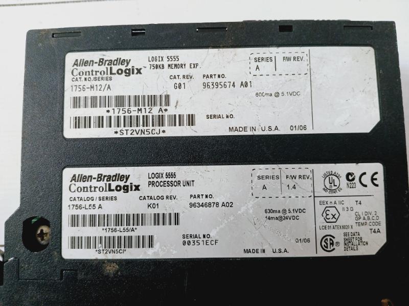 Allen-bradley 1756-m12 Processor Unit And Memory Expansion Module 1756-l55/A