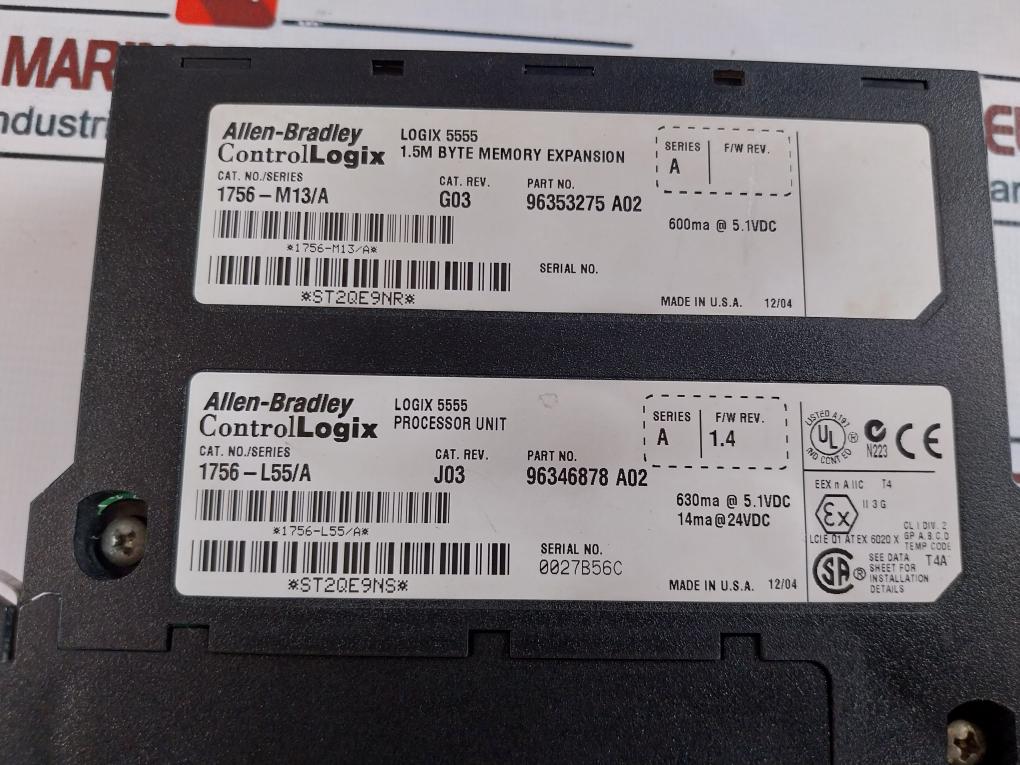 Allen-bradley 1756-m13 Control Logix Processor Unit / 1.5M Byte Memory
