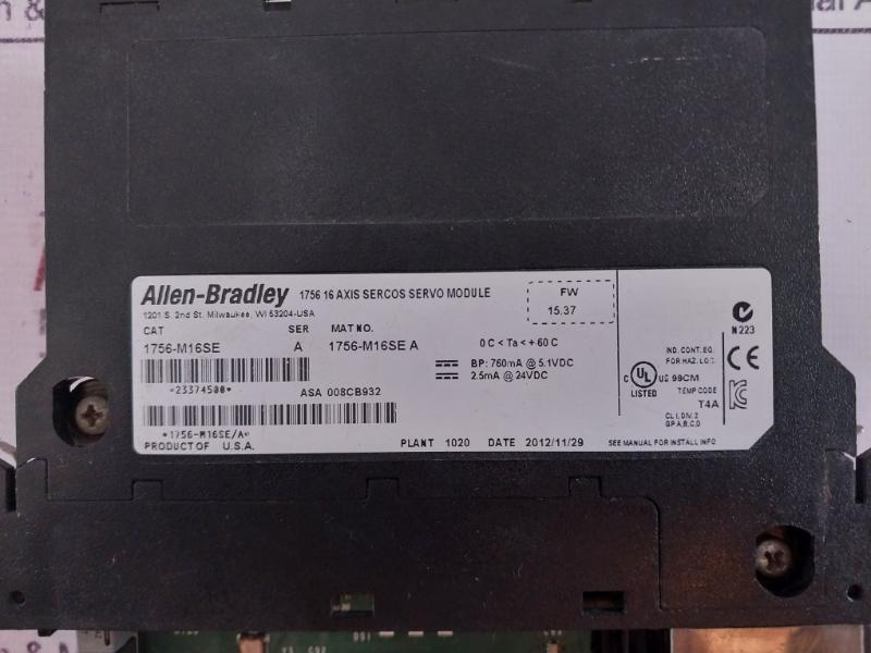 Allen-bradley 1756-m16Se Sercos Motion Control Module Interface 16 Axis Servo