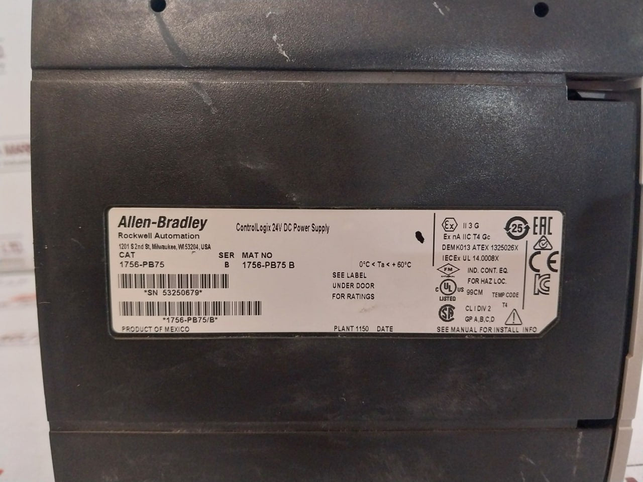Allen-bradley 1756-pb75 Controllogix 24V Dc Power Supply 95W 13.0A Pn-233666