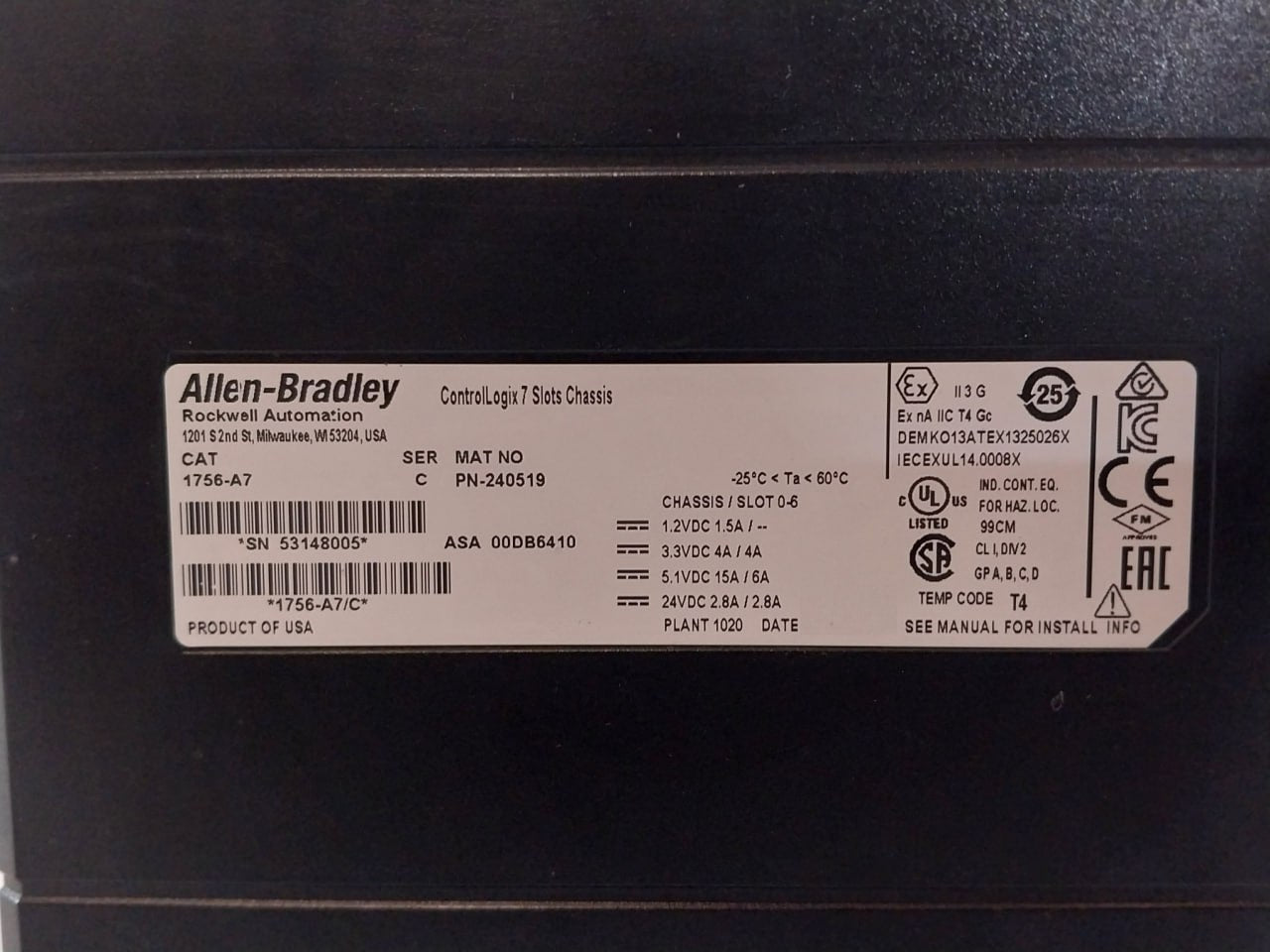 Allen-bradley 1756-pb75 Controllogix 24V Dc Power Supply 95W 13.0A Pn-233666
