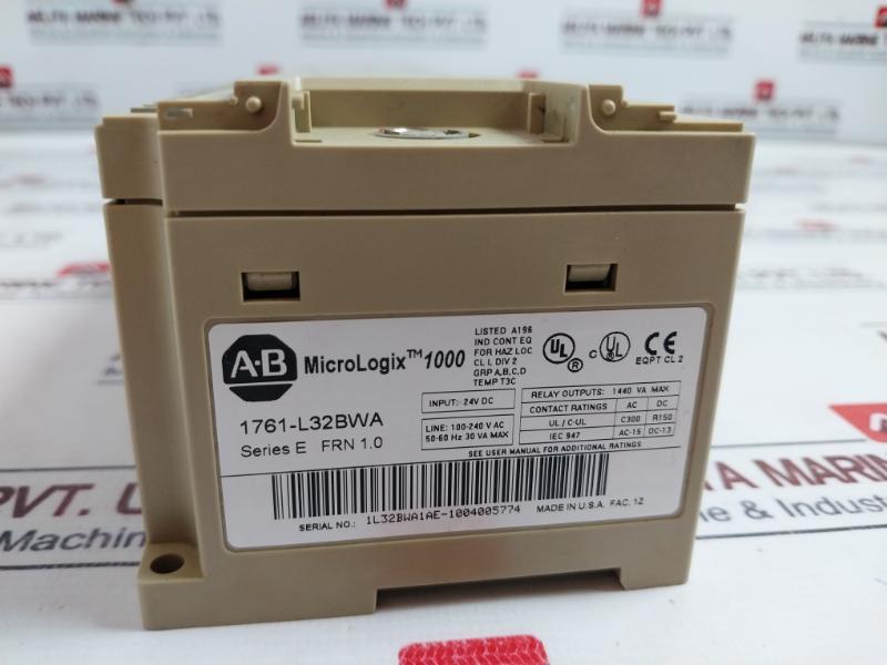 Allen-bradley 1761-l32bwa Micro Logix 1000 Plc Series E 24v Dc Input 100-240v Ac