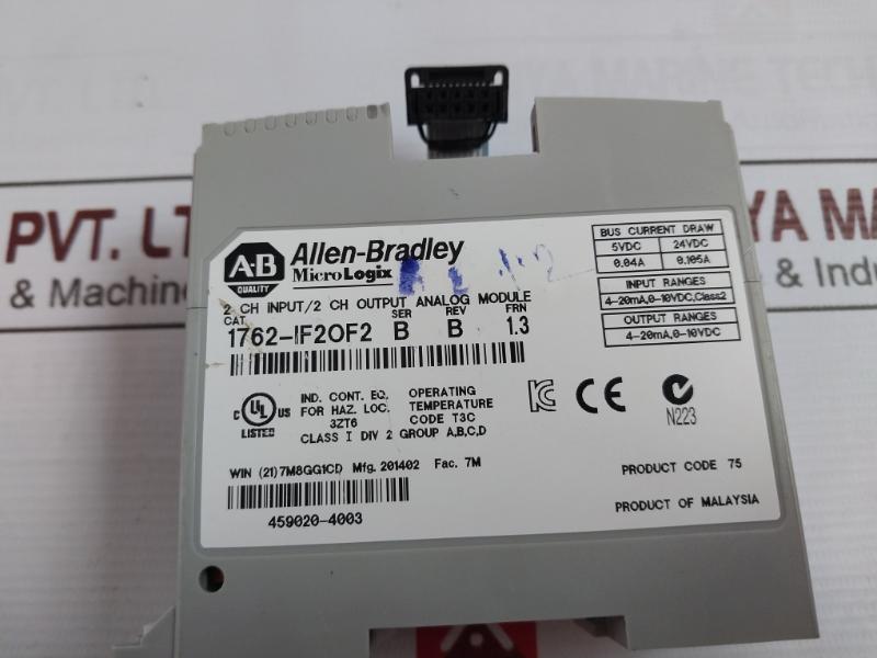 Allen-bradley 1762-if2Of2 Micrologix 2-channel Analog I/O Module 0-10Vdc 4-20Ma
