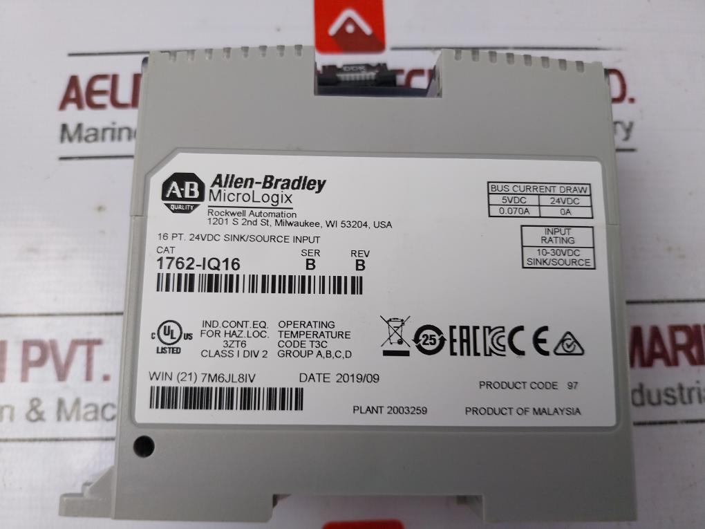 Allen-bradley 1762-iq16 Micro Logix Input Module Ser B 24Vdc 10-30V Dc