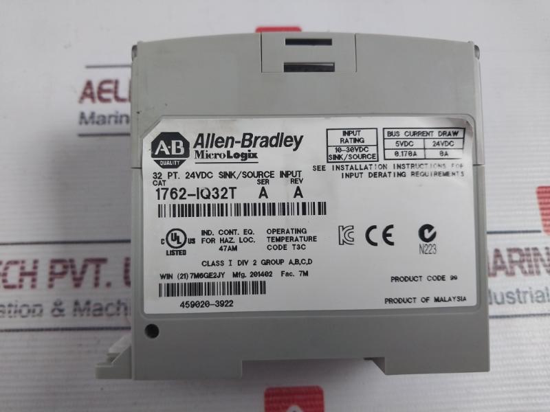 Allen-bradley 1762-iq32T Ser A Micrologix 32 Points 24 Vdc Input Module Rev A