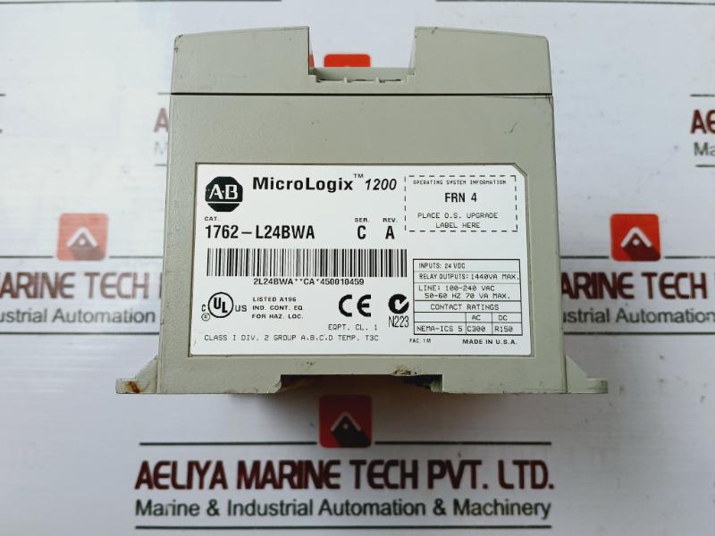 Allen-bradley 1762-l24Bwa Micrologix 1200 Controller Rev. A, Ser.C 50-60Hz 24Vdc