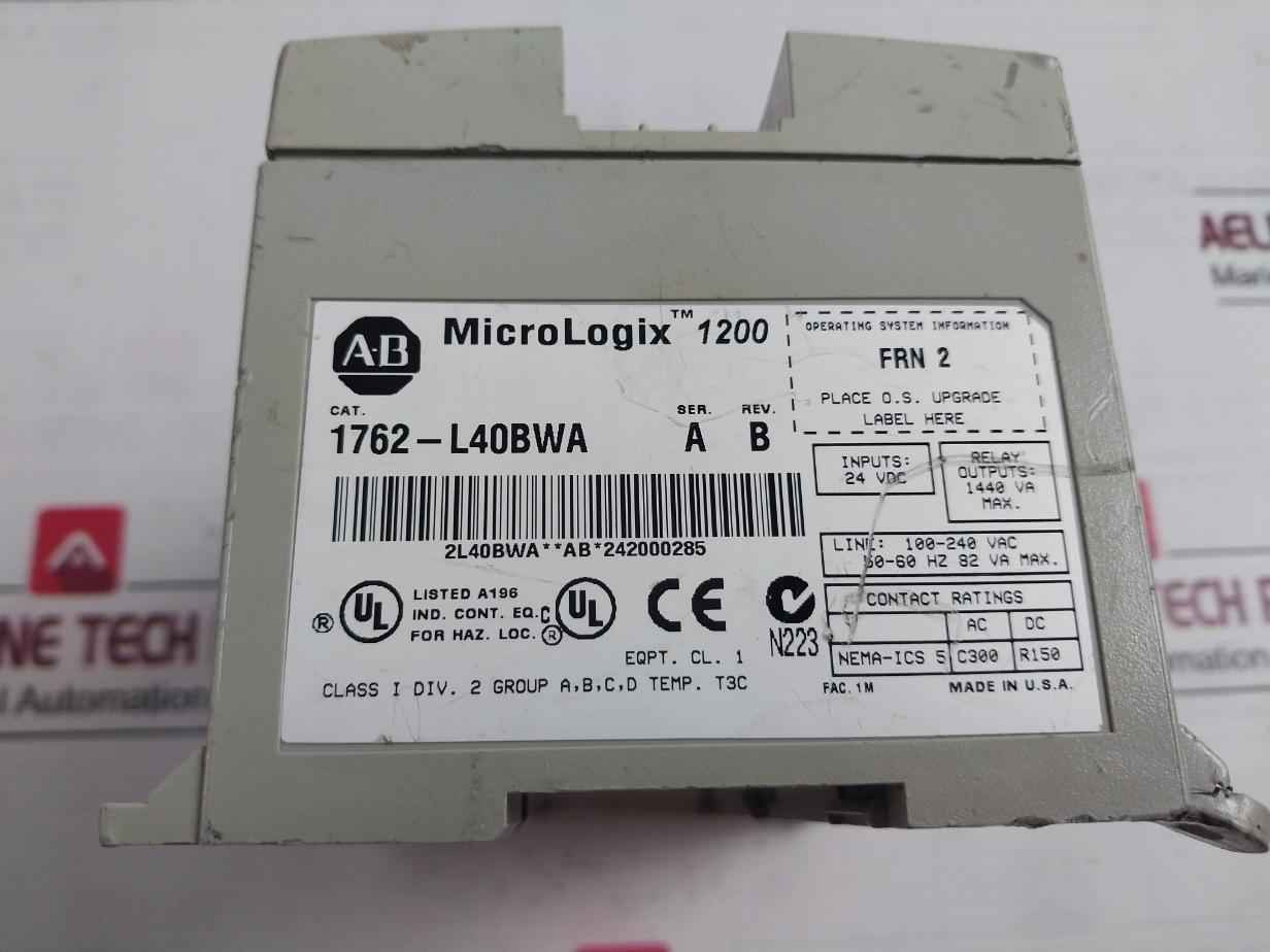 Allen-bradley 1762-l40Bwa Plc Point Controller Module Micrologix 1200 24Vdc
