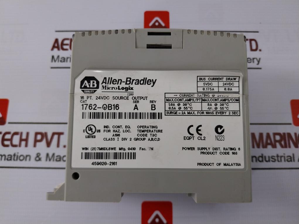 Allen-bradley 1762-ob16 Micrologix Output Module 16-point 24Vdc Source
