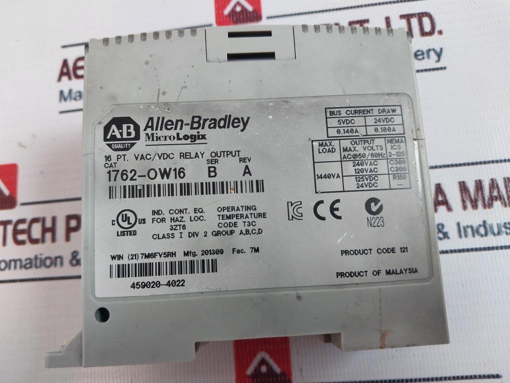 Allen-bradley 1762-ow16 Relay Output Module Ser A