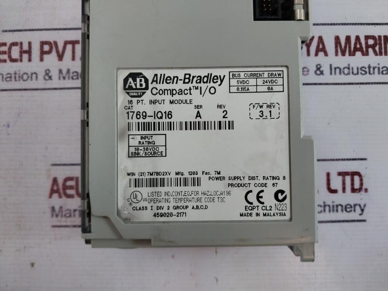 Allen-bradley 1769-iq16 Compact I/O 16 Pt. Input Module Revision 2
