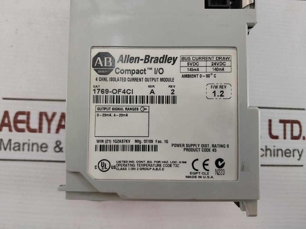 Allen-bradley 1769-of4Ci Isolated Current Output Module 145Ma/140Ma 5Vdc 24Vdc