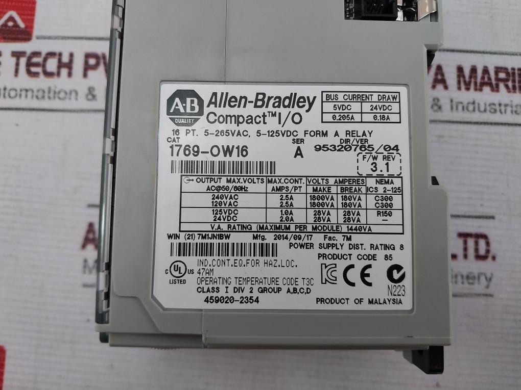 Allen-bradley 1769-ow16 Compact Logix Relay Output Module 95320765/04