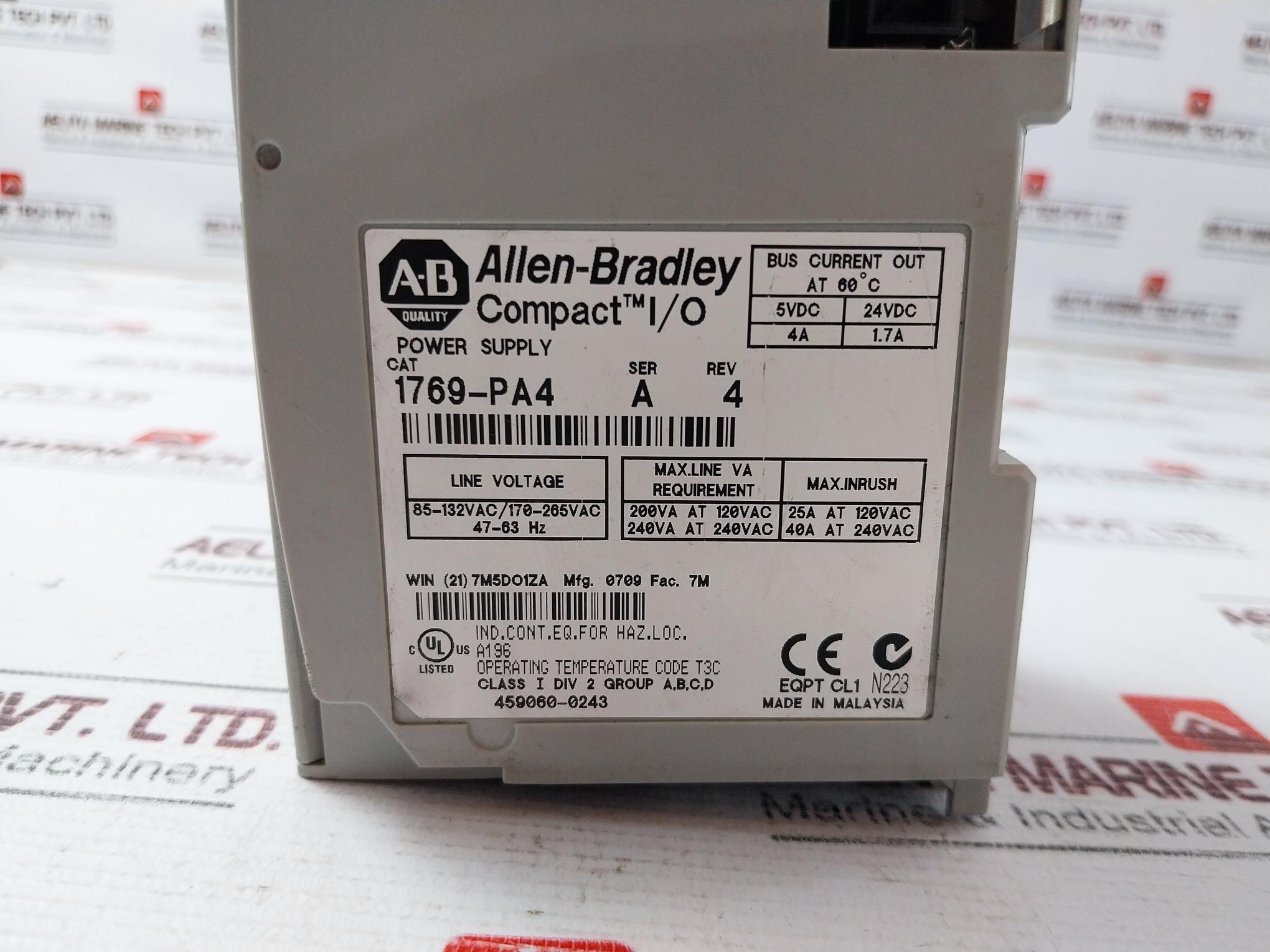 Allen-bradley 1769-pa4 Compact I/O Power Supply 120/240V Ac