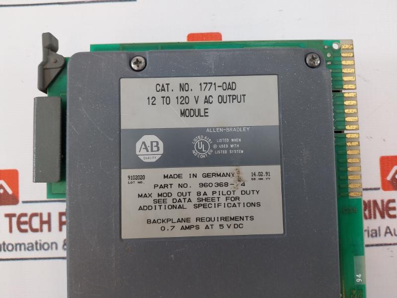 Allen-bradley 1771-0ad, 12 To 120v Ac Output Module 0.7a At 5vdc